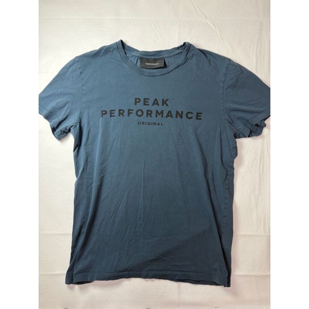 Peak Performance Original Logo T-Shirt Muted Slate Blue Grey Cotton Men Large